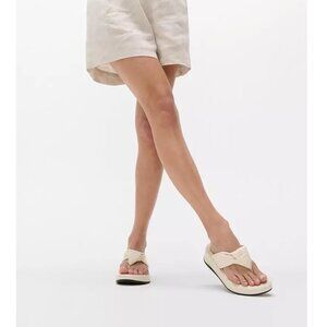 FitFlop F-MODE Knot Soft-Leather Flatform Toe-Post Sandals Sz 9